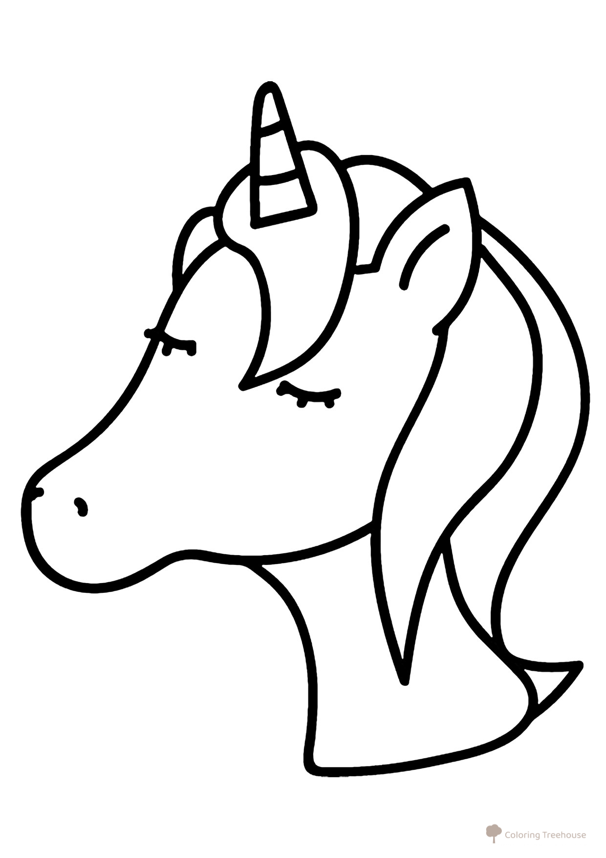 Página para colorear: Cabeza de unicornio — dibujo sencillo dibujo para colorear gratis de Páginas para colorear de unicornios