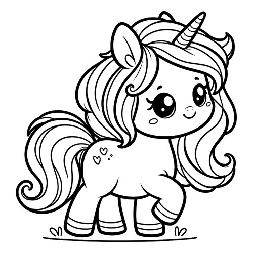 Kawaii unicornio para colorear dibujo para colorear gratis de Páginas para colorear de unicornios