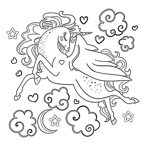 Flying Unicorn Coloring Page free printable Unicorn Coloring Pages coloring page