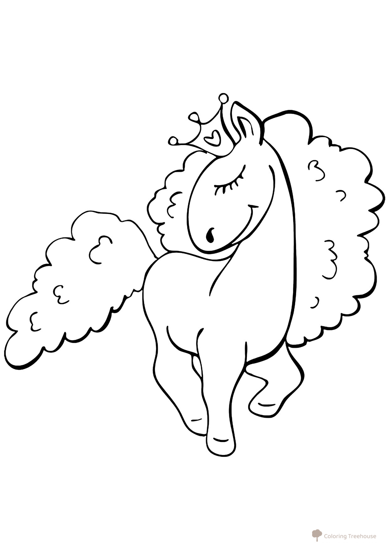 Princesa unicornio - página para colorear dibujo para colorear gratis de Páginas para colorear de unicornios