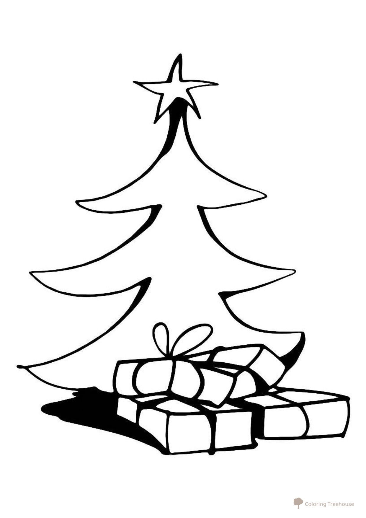 Elegant Slim Christmas Tree Coloring Page free printable Christmas Tree Coloring Pages coloring page