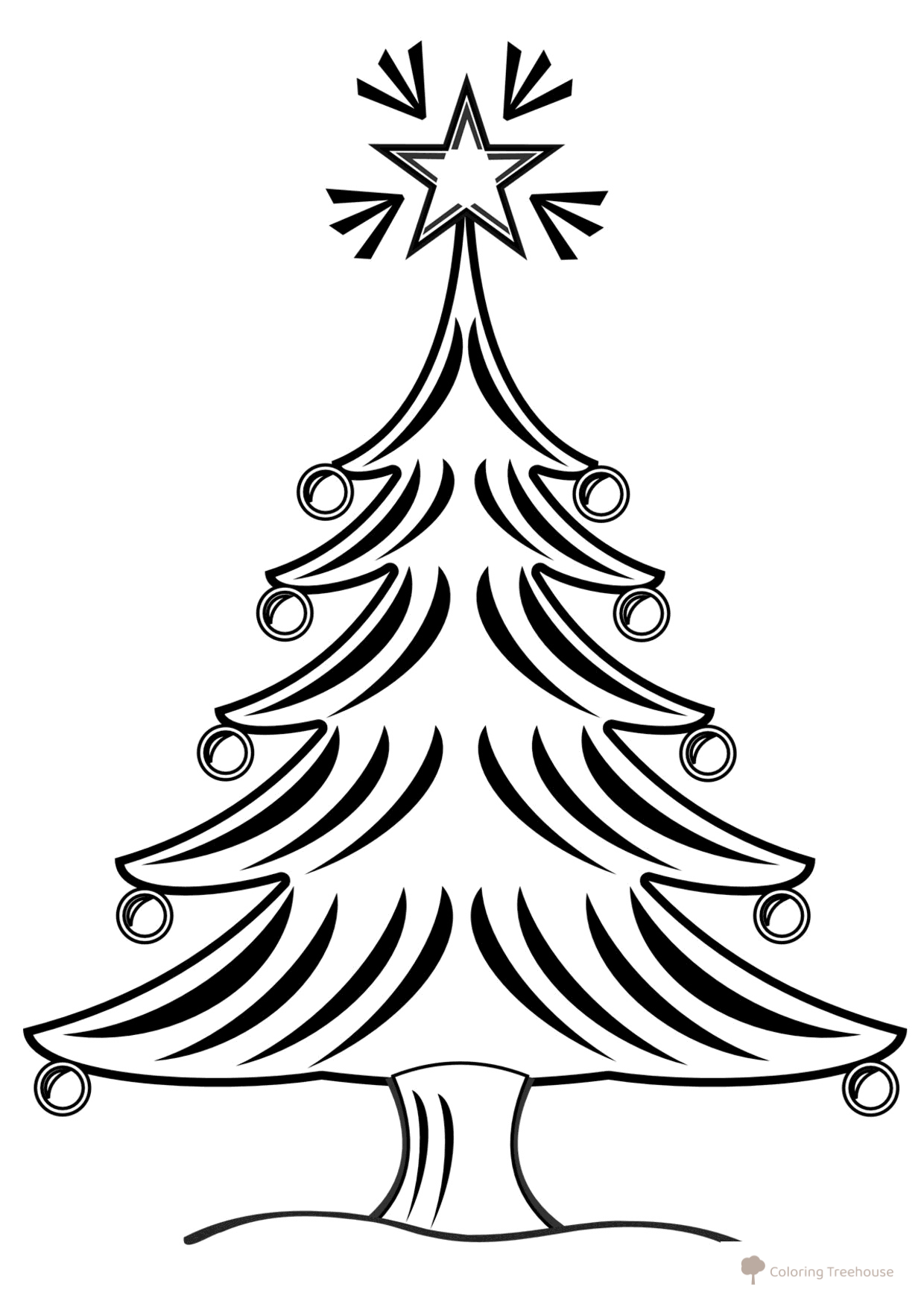 Christmas Tree with Star Coloring Page free printable Christmas Tree Coloring Pages coloring page