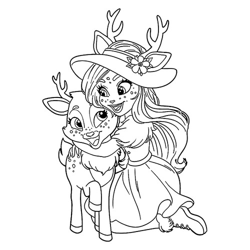 Página para colorear Enchantimals: Danessa y Sprint dibujo para colorear gratis de Enchantimals Coloring Pages