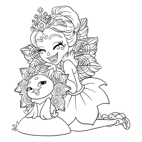 Péterina y el pavo real Flép - página para colorear dibujo para colorear gratis de Enchantimals Coloring Pages