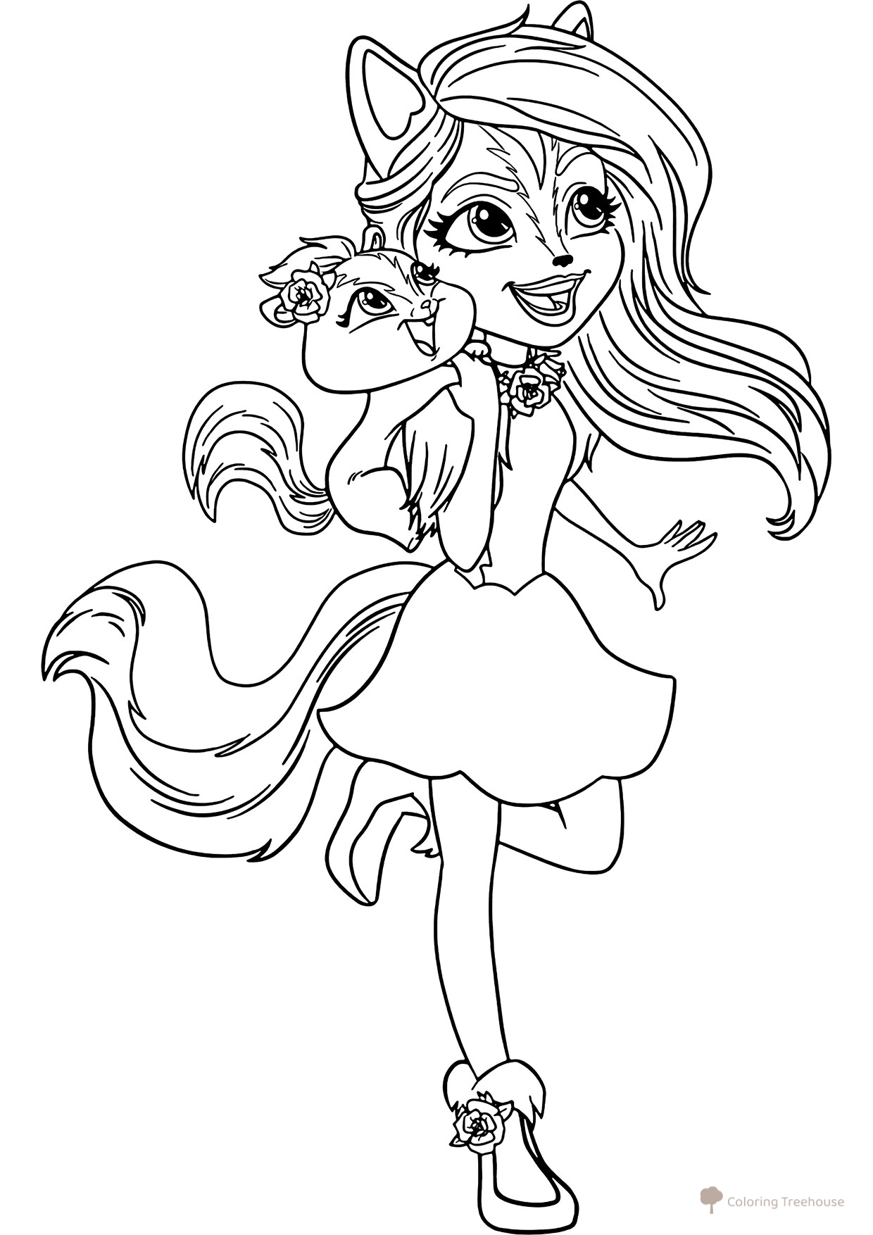 Página para colorear de Sage y la mofeta Kaper dibujo para colorear gratis de Enchantimals Coloring Pages