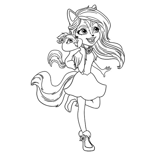 Página para colorear de Sage y la mofeta Kaper dibujo para colorear gratis de Enchantimals Coloring Pages