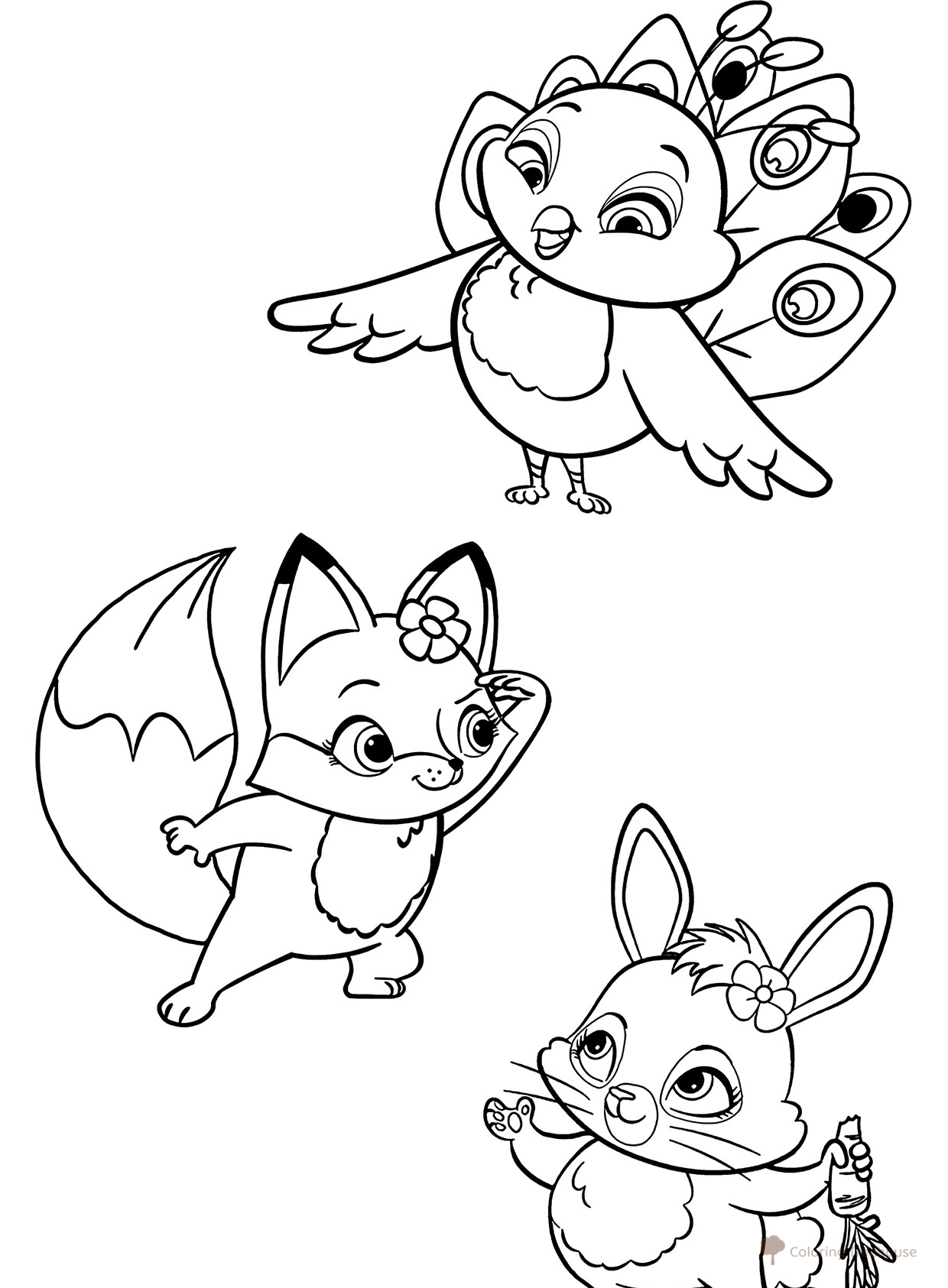 Página para colorear: Twist, Flick y Flap de Enchantimals dibujo para colorear gratis de Enchantimals Coloring Pages