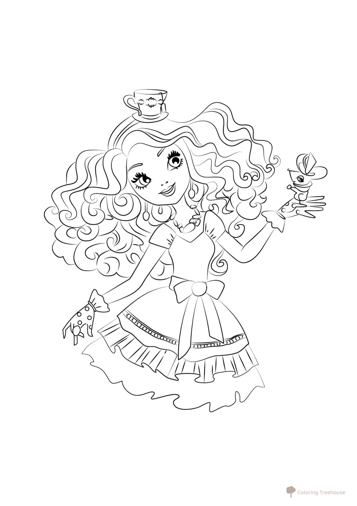 Madelin Hatter — hija del Sombrerero Loco (colorear) dibujo para colorear gratis de Páginas para colorear de Ever After High (Vivieron felices para siempre)