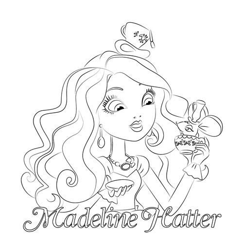 Madeline Hatter Coloring Page - Daughter of the Mad Hatter free printable Ever After High Coloring Pages coloring page