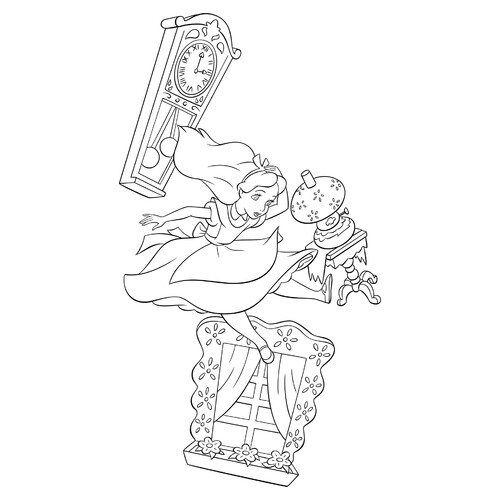Página para colorear: La caída de Alicia en la madriguera dibujo para colorear gratis de Páginas para colorear de Alicia en el País de las Maravillas