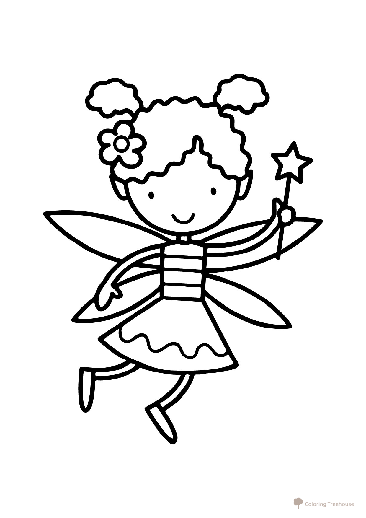 Fairy with a Magic Wand Coloring Page free printable Fairy Coloring Pages for Toddlers coloring page