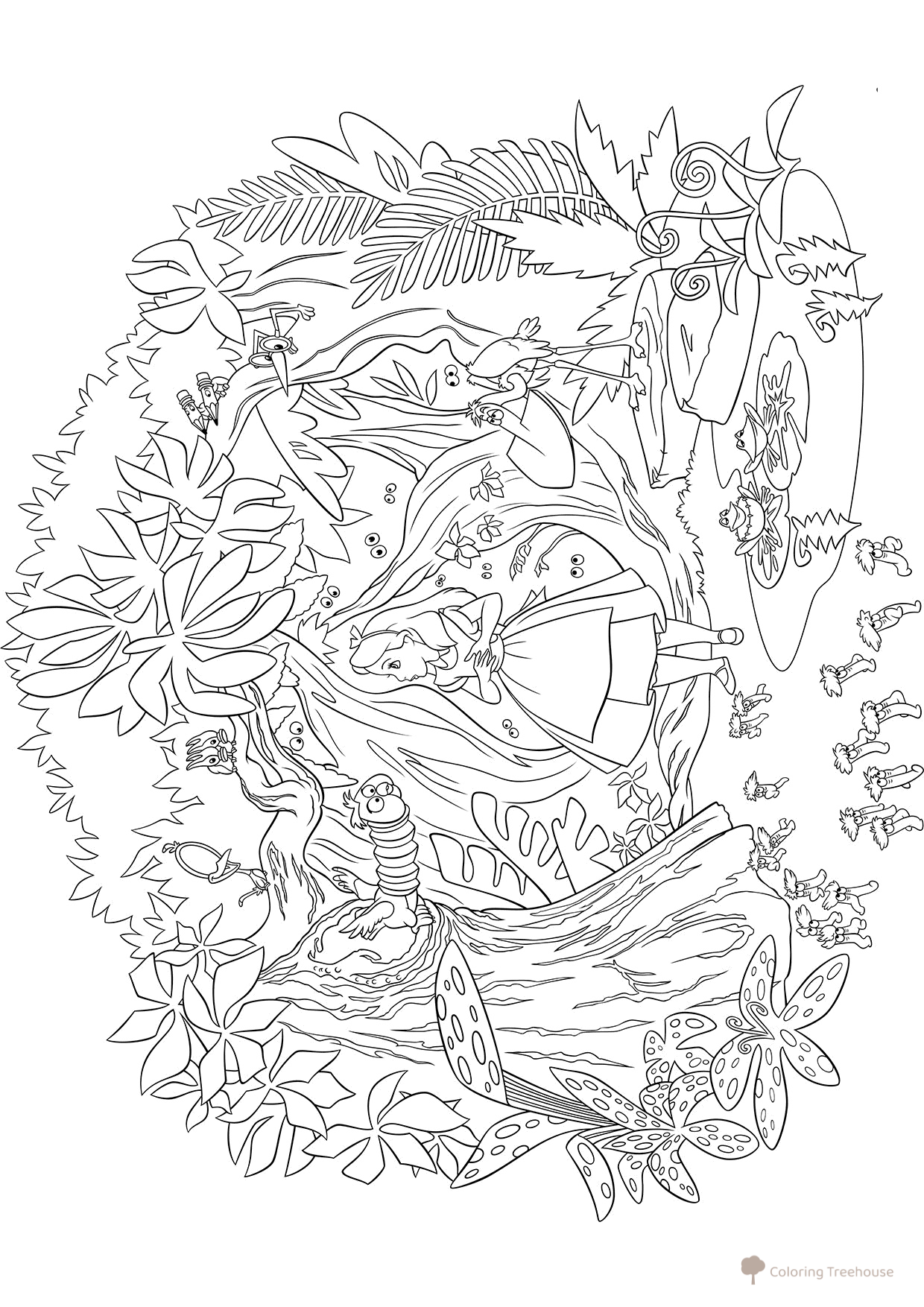 Alice in Wonderland Coloring Pages free printable Alice in Wonderland Coloring Pages coloring page