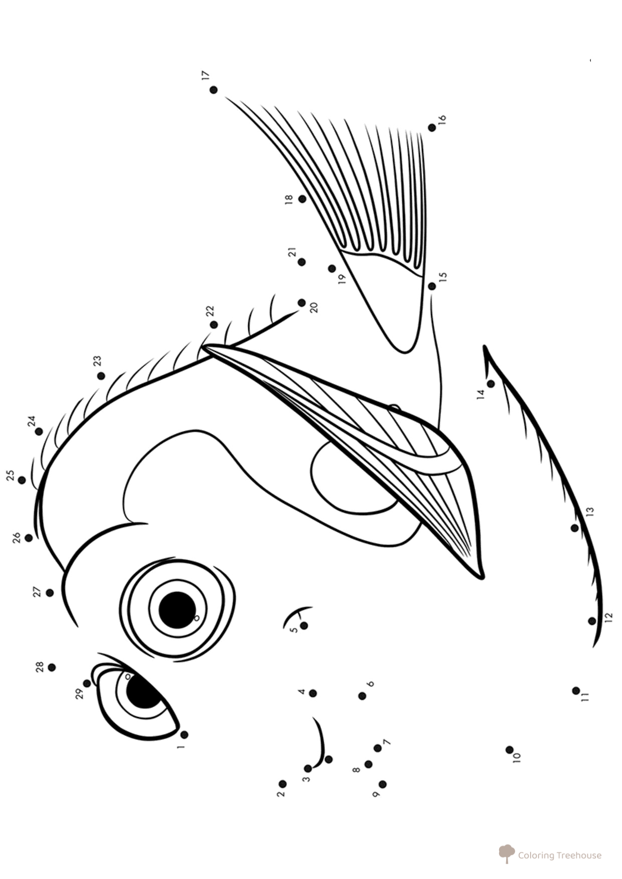 Dory Connect-the-Dots Coloring Page free printable Finding Dory Coloring Pages coloring page