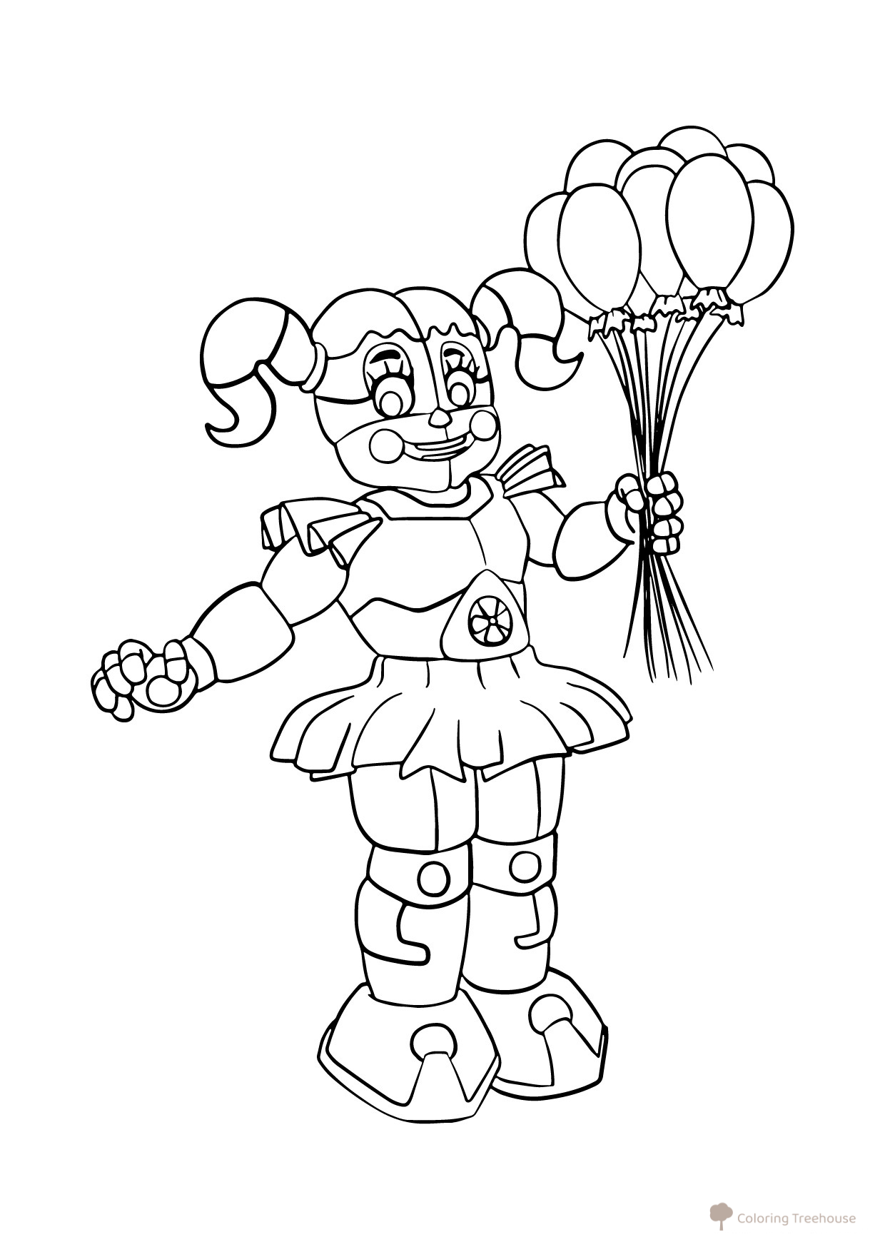 Página para colorear Baby Cirque con pelotas dibujo para colorear gratis de Páginas para colorear de los animatrónicos de FNAF