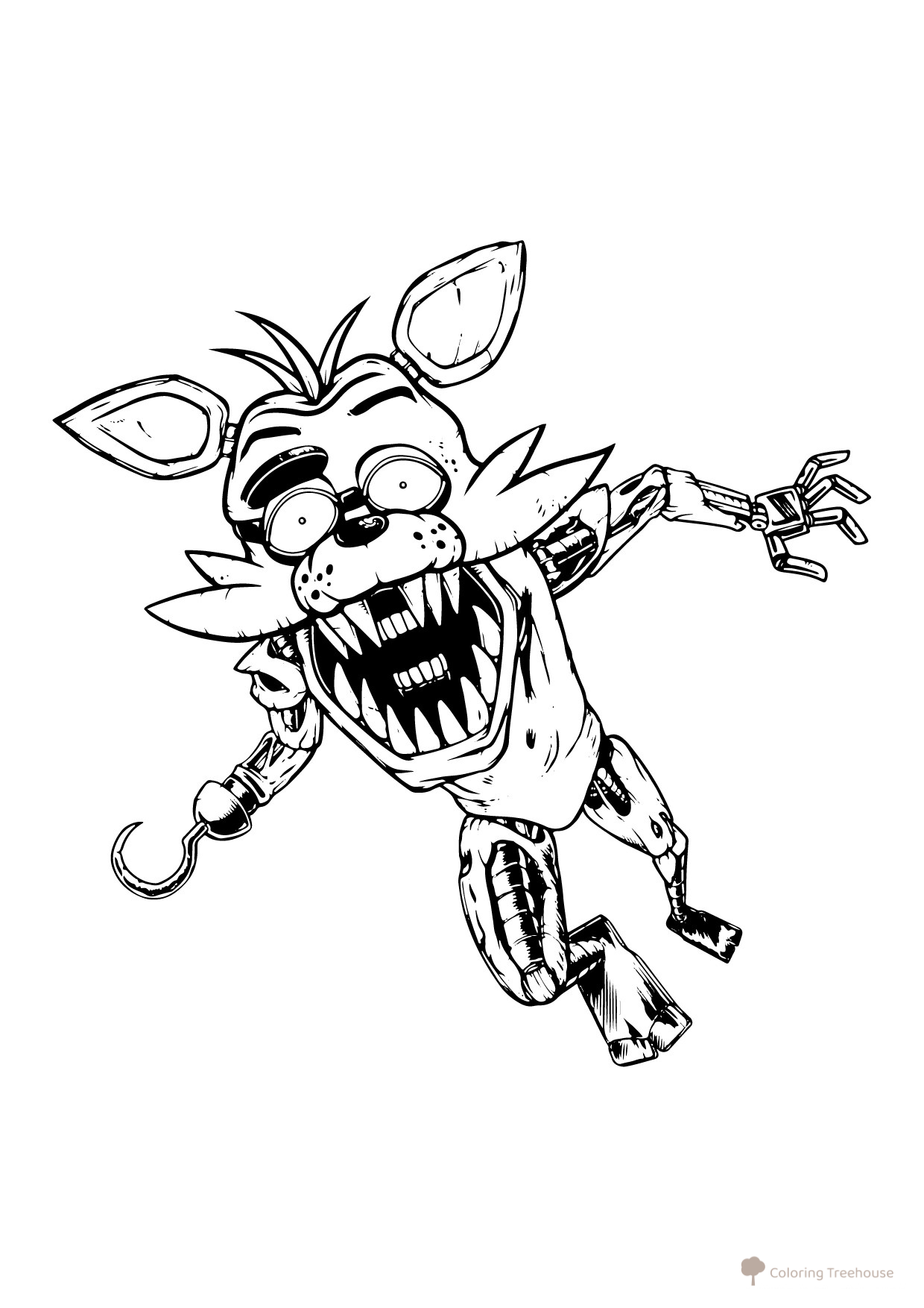 Foxy de FNAF para colorear dibujo para colorear gratis de Páginas para colorear de los animatrónicos de FNAF