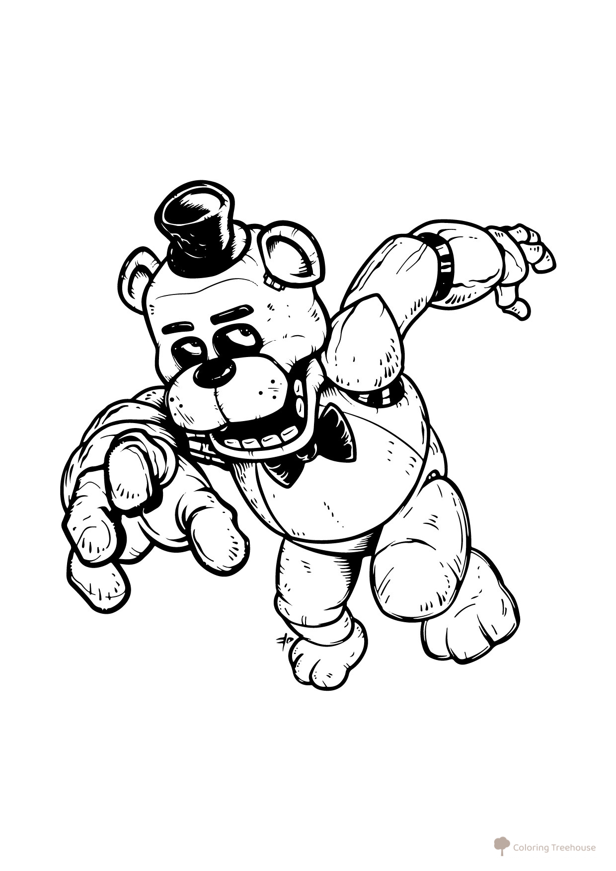 Freddy Fazbear Running Coloring Page free printable Five Nights at Freddy's Animatronic Coloring Pages coloring page