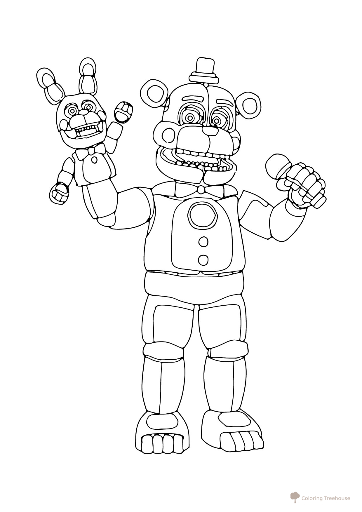 Página para colorear de Freddy Fazbear (FNAF) dibujo para colorear gratis de Páginas para colorear de los animatrónicos de FNAF