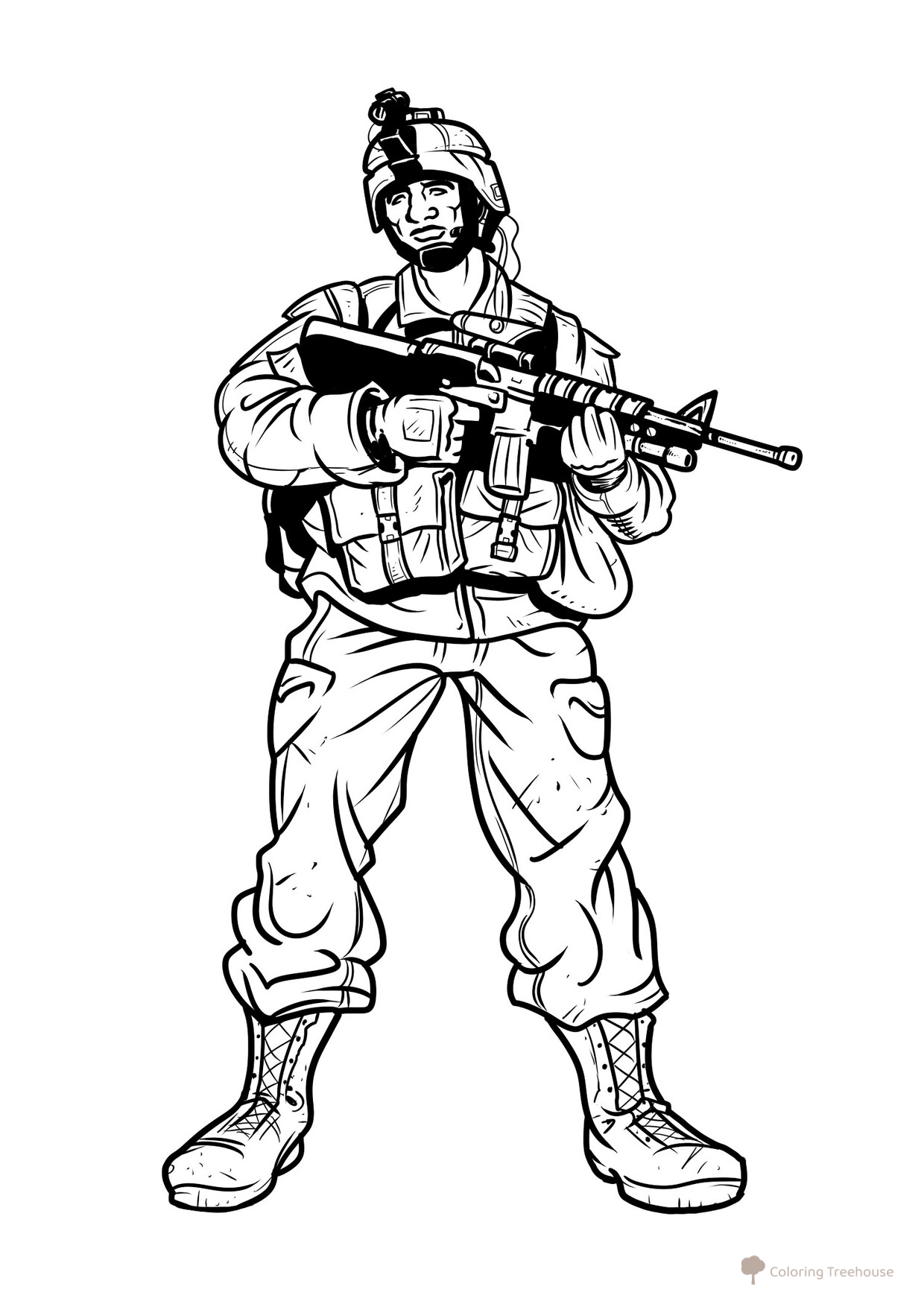 Página para colorear: Soldado dibujo para colorear gratis de Páginas para colorear 23 de febrero