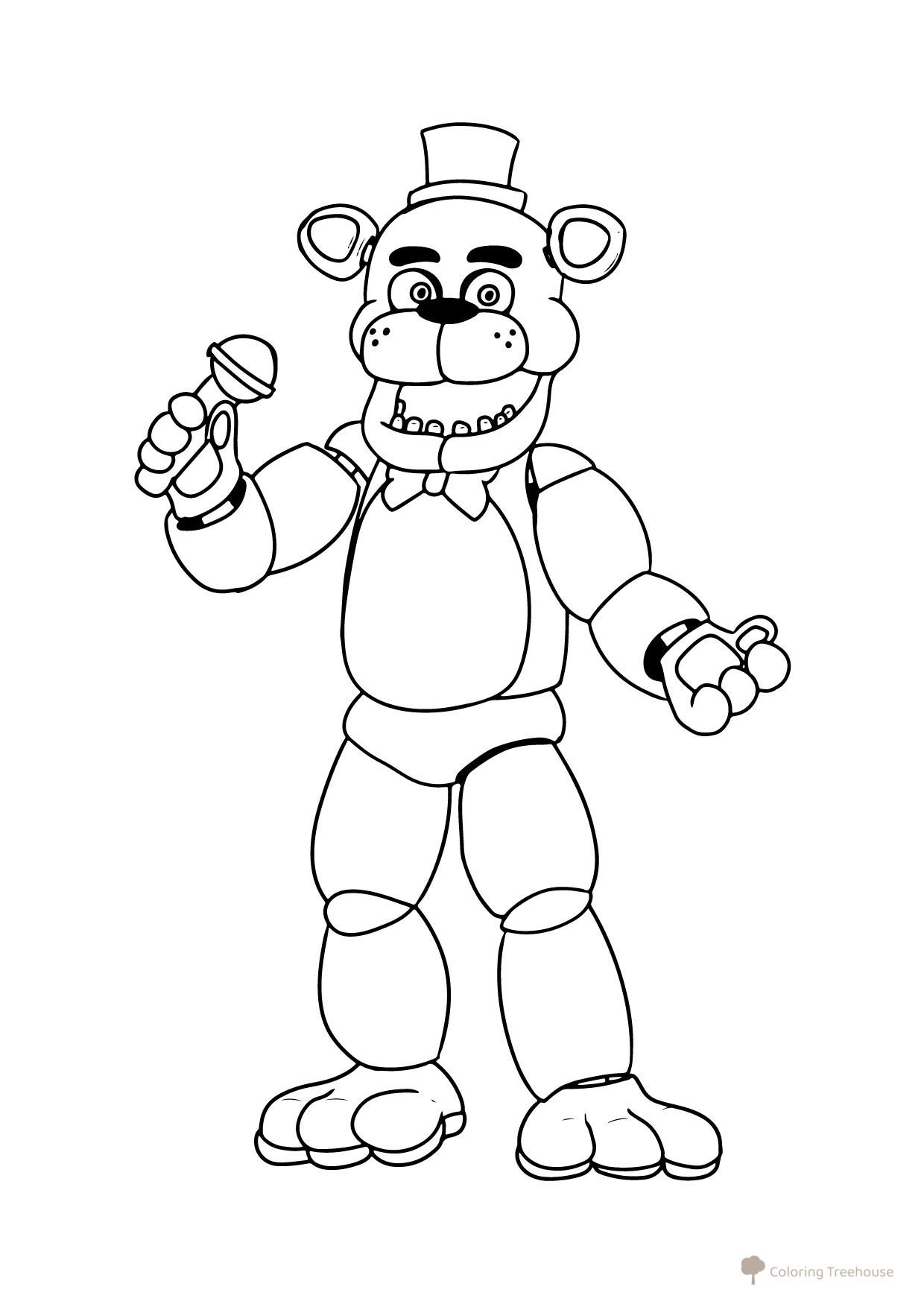 Página para colorear: Freddy con micrófono dibujo para colorear gratis de Páginas para colorear de los animatrónicos de FNAF