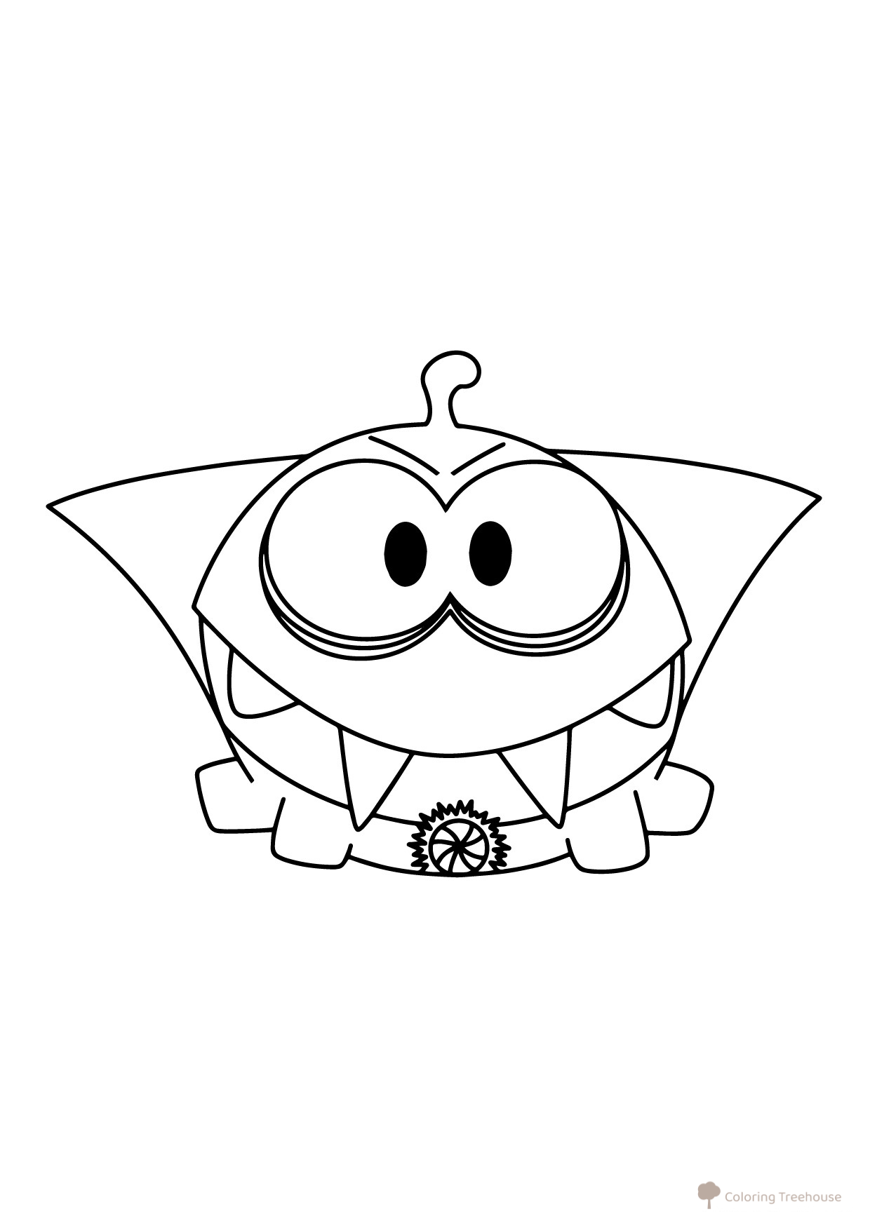 Página para colorear de Am Nyam Drácula para Halloween dibujo para colorear gratis de Páginas para colorear de Am Nyam (Om Nom)