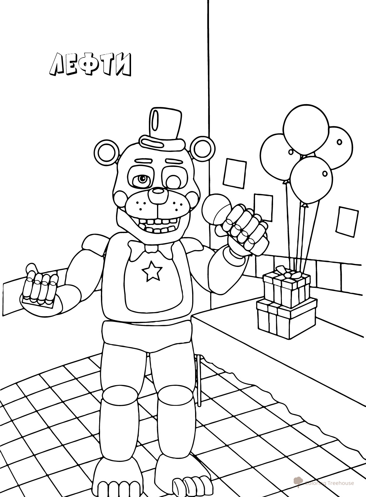 Página para colorear de Lefty (FNAF) dibujo para colorear gratis de Páginas para colorear de los animatrónicos de FNAF