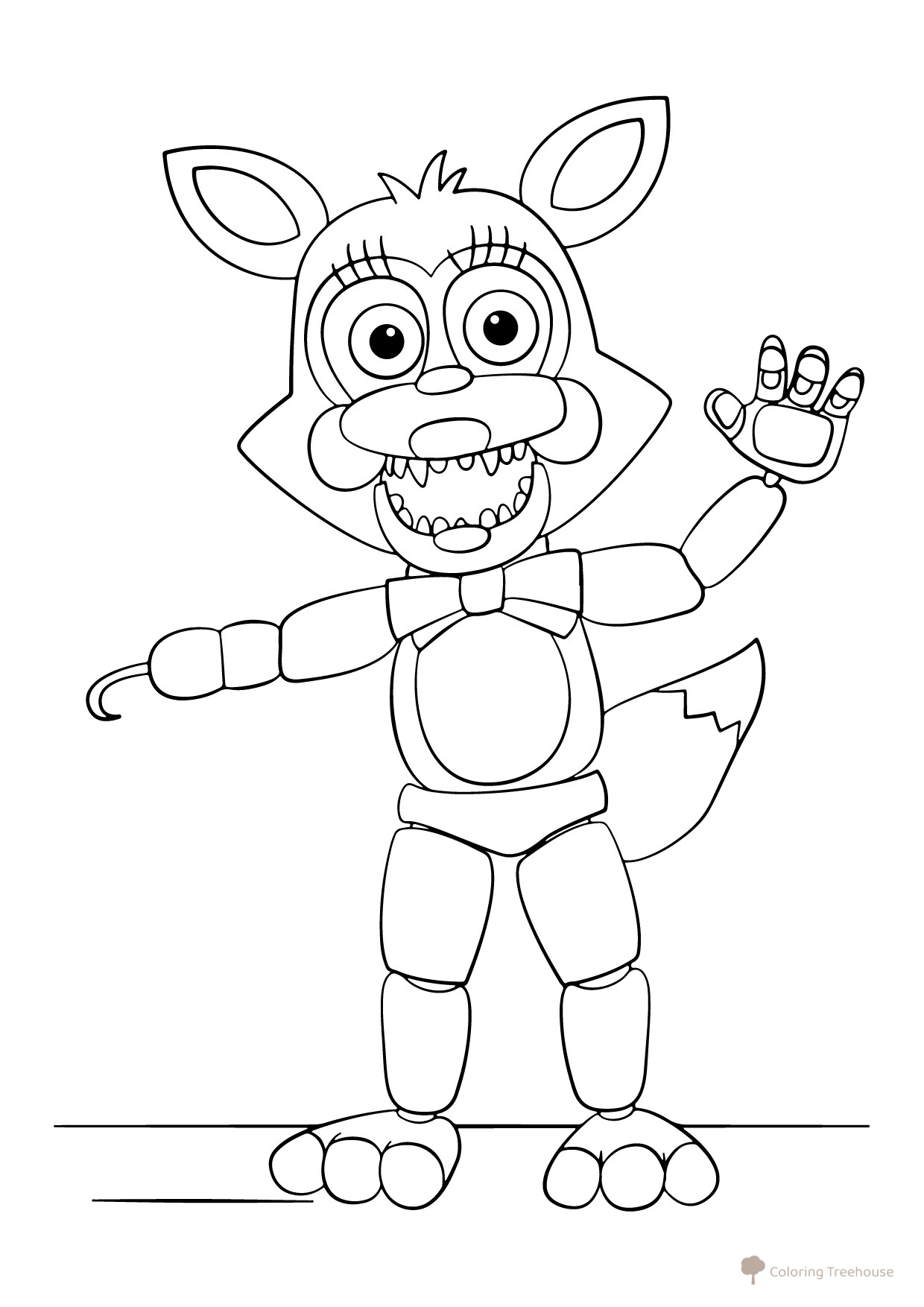 Página para colorear: Tierno Foxy de FNaF dibujo para colorear gratis de Páginas para colorear de los animatrónicos de FNAF