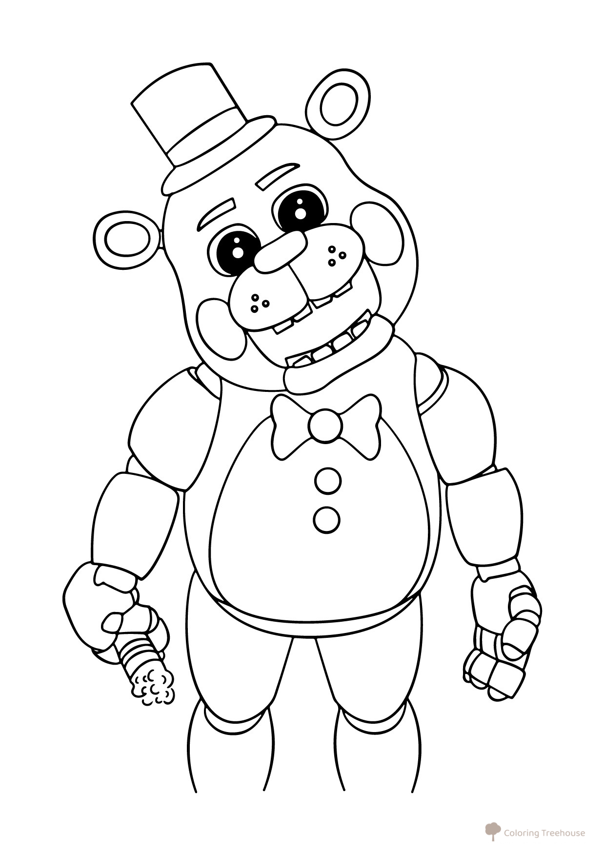 Cute Freddy Coloring Page from FNaF free printable Five Nights at Freddy's Animatronic Coloring Pages coloring page