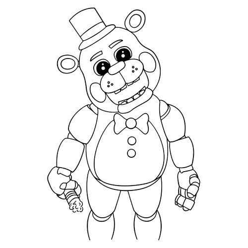 Cute Freddy Coloring Page from FNaF free printable Five Nights at Freddy's Animatronic Coloring Pages coloring page