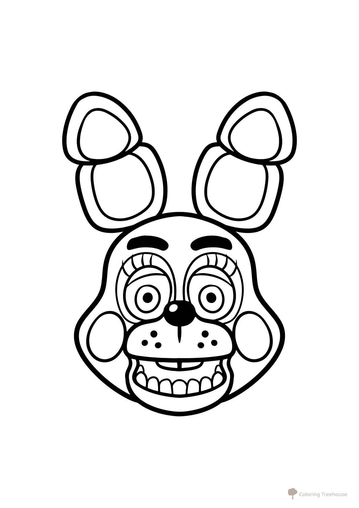 Bonnie Portrait Coloring Page from FNaF free printable Five Nights at Freddy's Animatronic Coloring Pages coloring page
