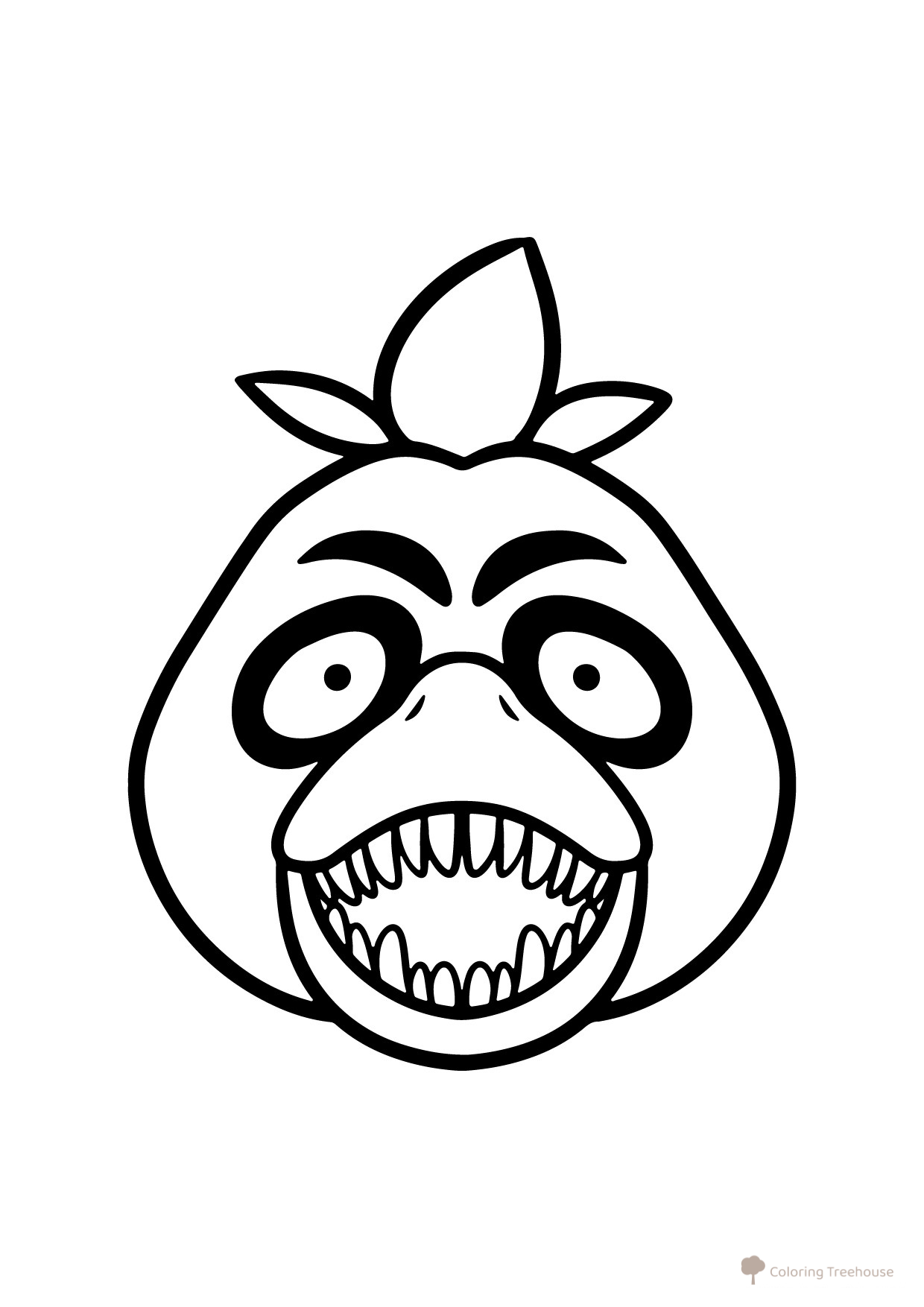 Chica Portrait Coloring Page from FNAF free printable Five Nights at Freddy's Animatronic Coloring Pages coloring page
