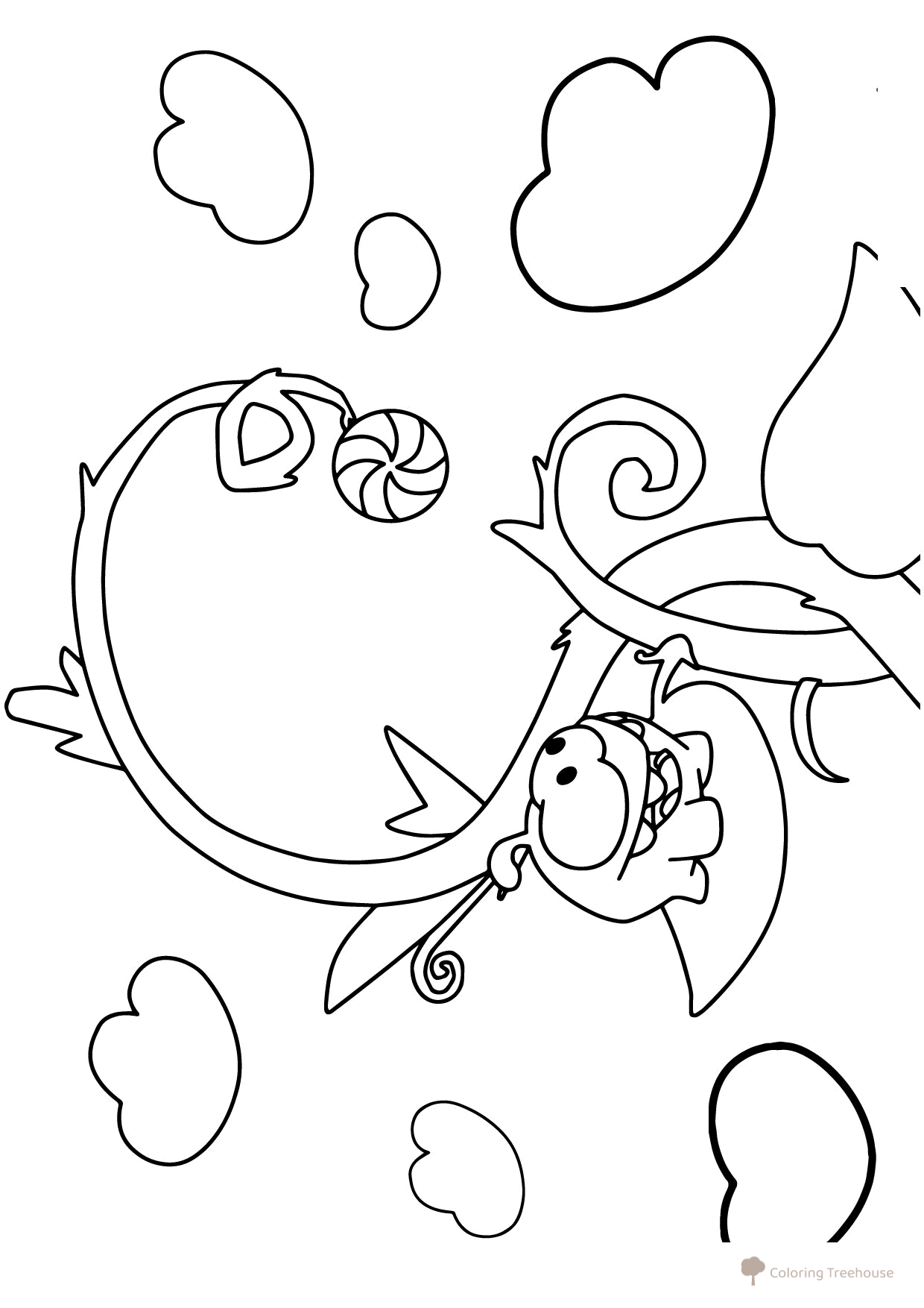 Am Nyam y el caramelo de frijol — página para colorear dibujo para colorear gratis de Páginas para colorear de Am Nyam (Om Nom)