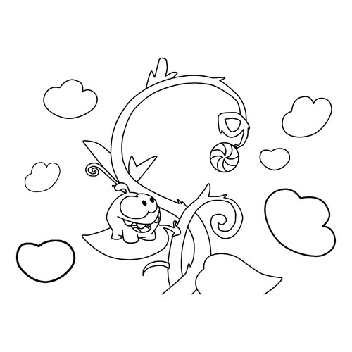 Am Nyam y el caramelo de frijol — página para colorear dibujo para colorear gratis de Páginas para colorear de Am Nyam (Om Nom)