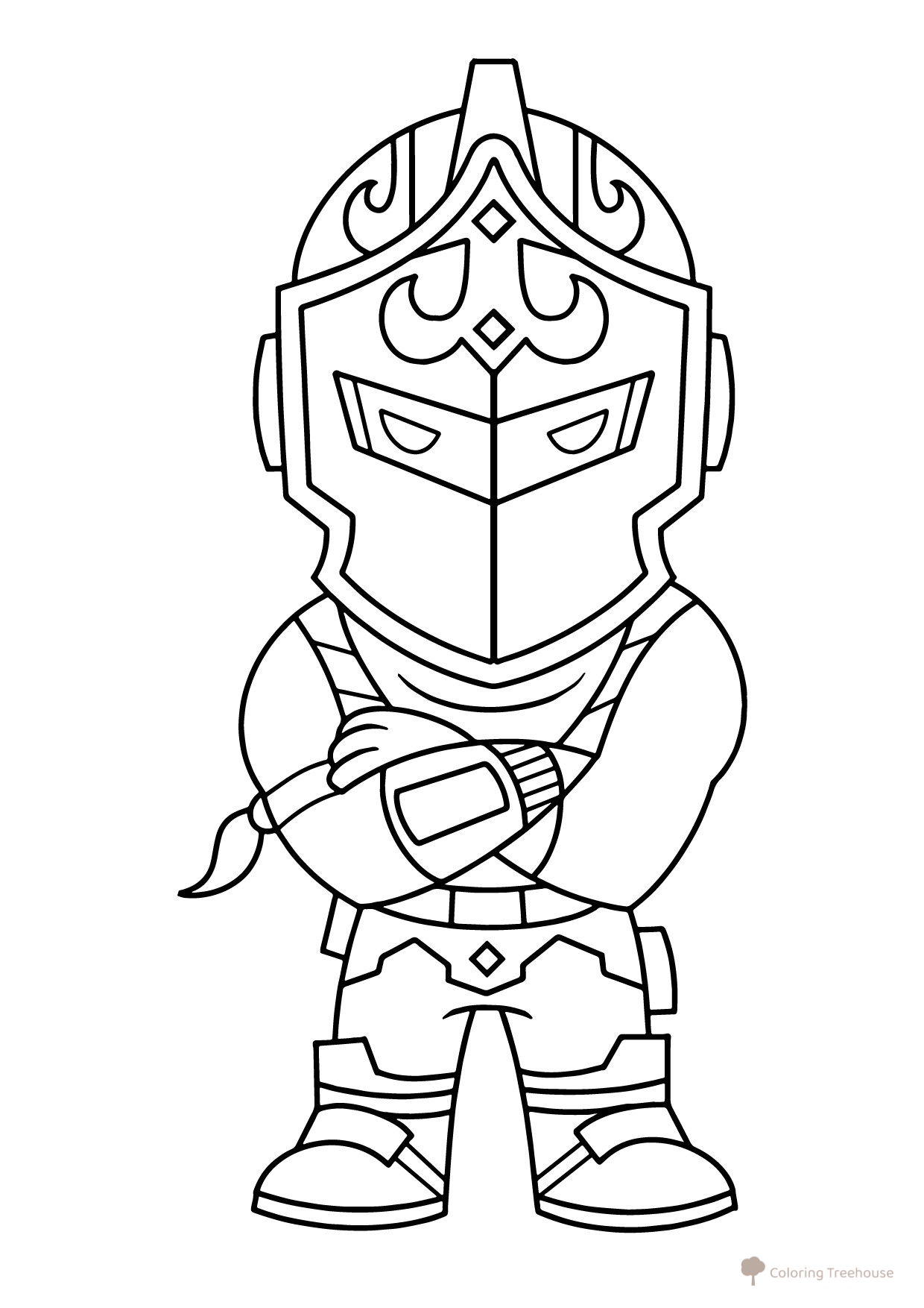 Página para colorear Fortnite chibi Caballero Negro dibujo para colorear gratis de Páginas para colorear de Fortnite