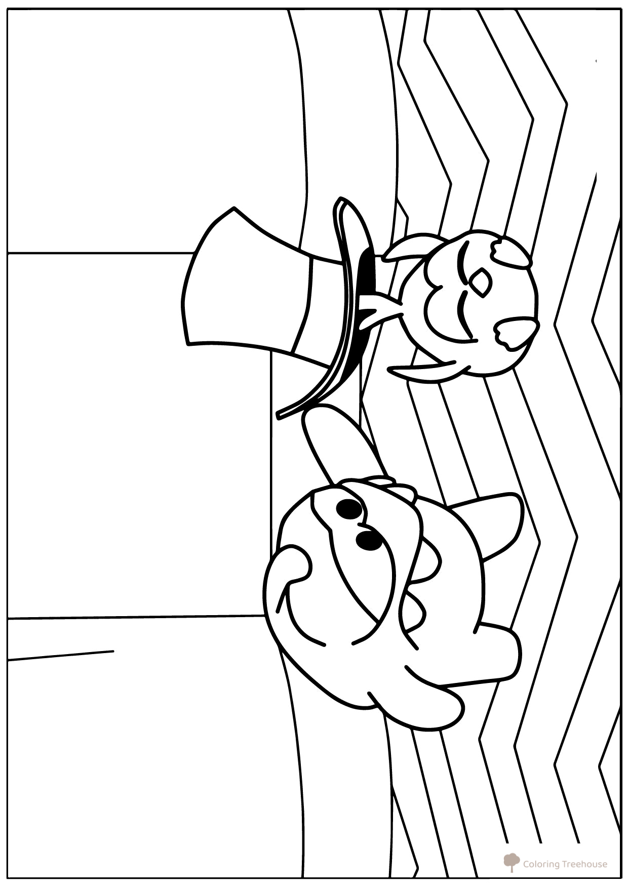 Colorea a Am Niam y el pollito del sombrero dibujo para colorear gratis de Páginas para colorear de Am Nyam (Om Nom)