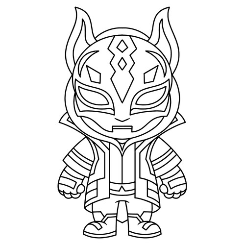 Página para colorear Fortnite chibi Ronin con máscara dibujo para colorear gratis de Páginas para colorear de Fortnite