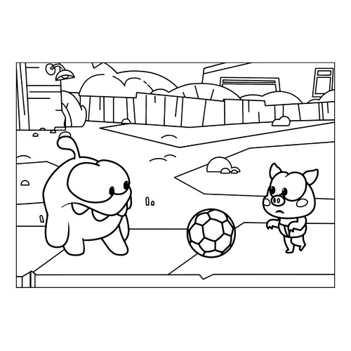 Página para colorear Am Nyam y el cerdito dibujo para colorear gratis de Páginas para colorear de Am Nyam (Om Nom)