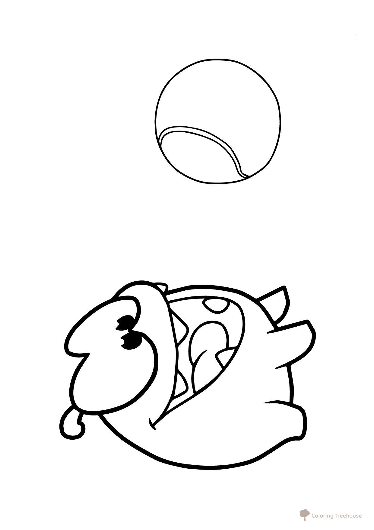 Página para colorear de Am Nyam y una pelota de tenis dibujo para colorear gratis de Páginas para colorear de Am Nyam (Om Nom)