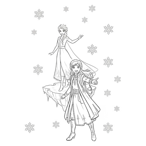 Anna and Elsa on an Ice Floe Coloring Page free printable Frozen Coloring Pages coloring page