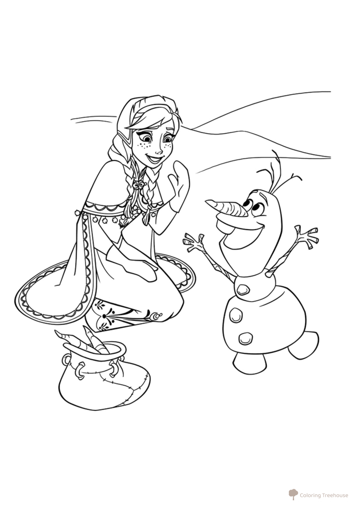 Anna and Olaf Coloring Page free printable Frozen Coloring Pages coloring page