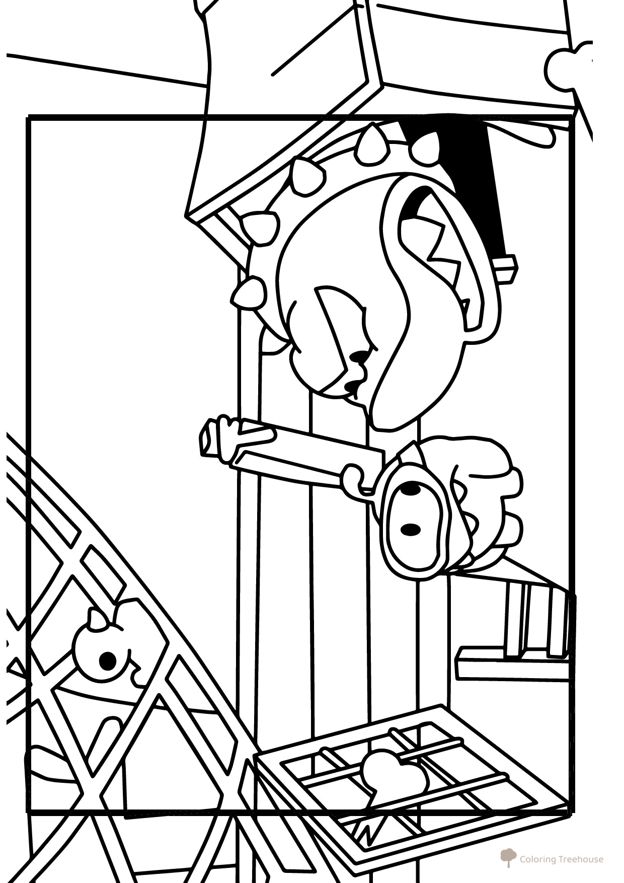 Página para colorear: Om Nom y el tiburón enfadado dibujo para colorear gratis de Páginas para colorear de Am Nyam (Om Nom)