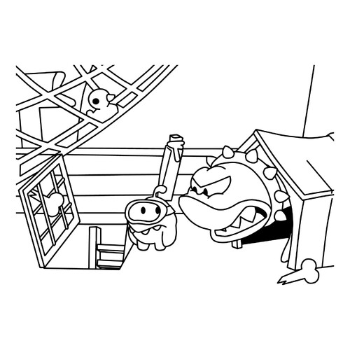 Página para colorear: Om Nom y el tiburón enfadado dibujo para colorear gratis de Páginas para colorear de Am Nyam (Om Nom)