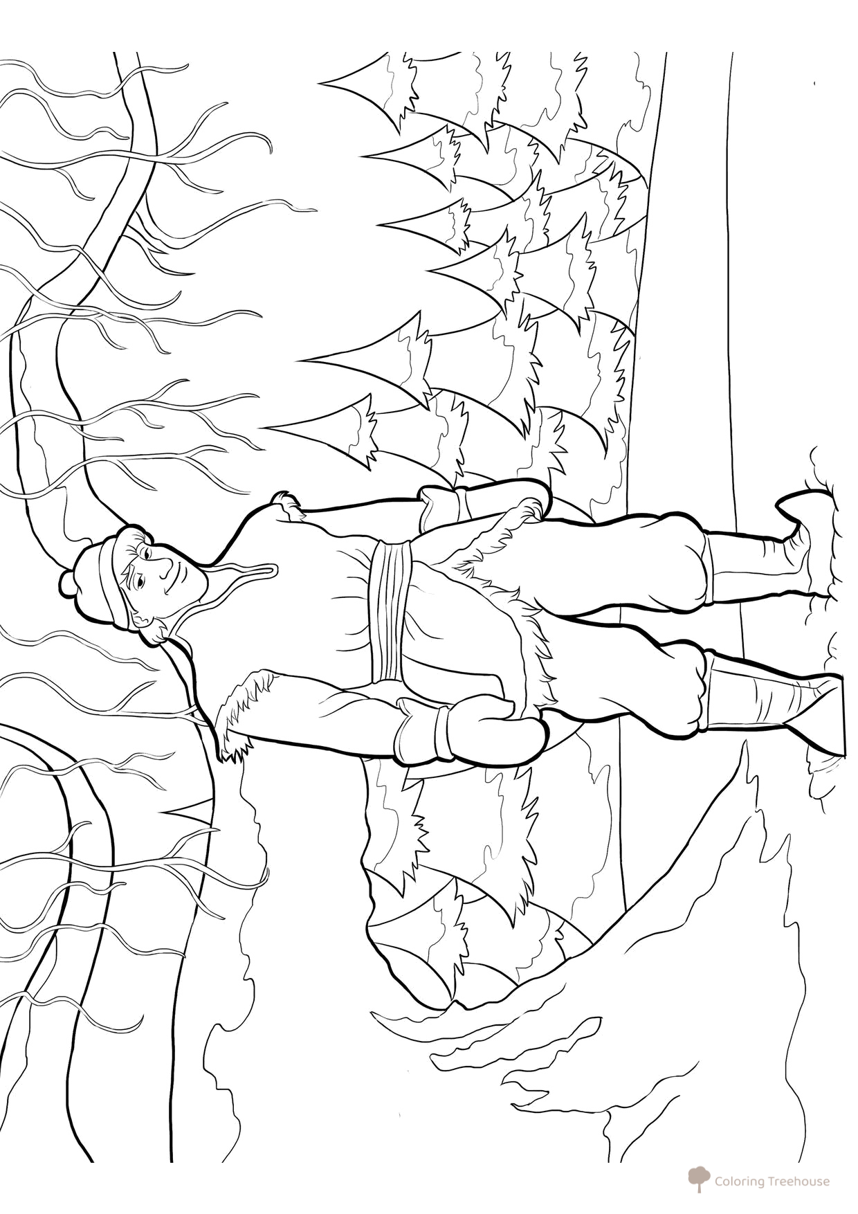 Kристофф в лесу — раскраска dibujo para colorear gratis de Páginas para colorear de 'Frozen'
