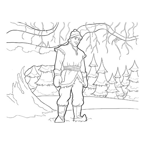 Kристофф в лесу — раскраска dibujo para colorear gratis de Páginas para colorear de 'Frozen'