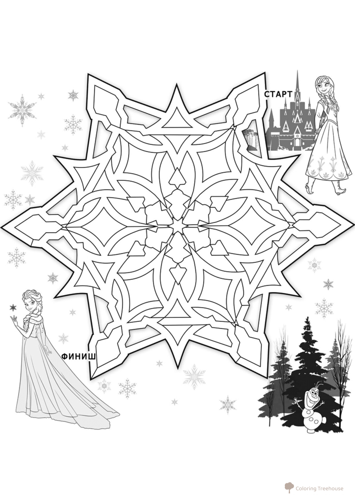 Anna and Elsa Maze Coloring Page free printable Frozen Coloring Pages coloring page