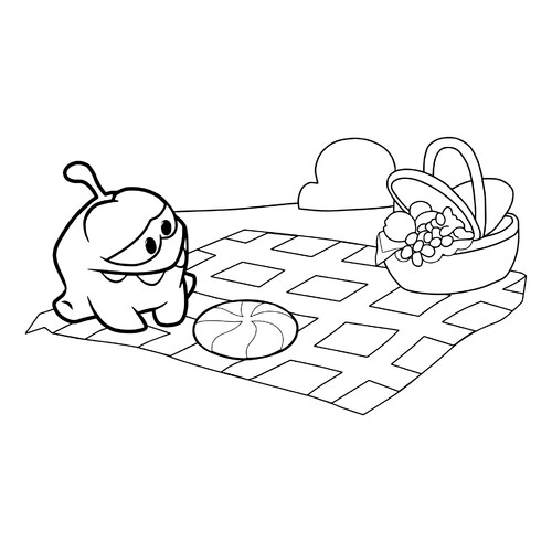 Am Nyam Coloring Page for the Picnic free printable Om Nom Coloring Pages coloring page