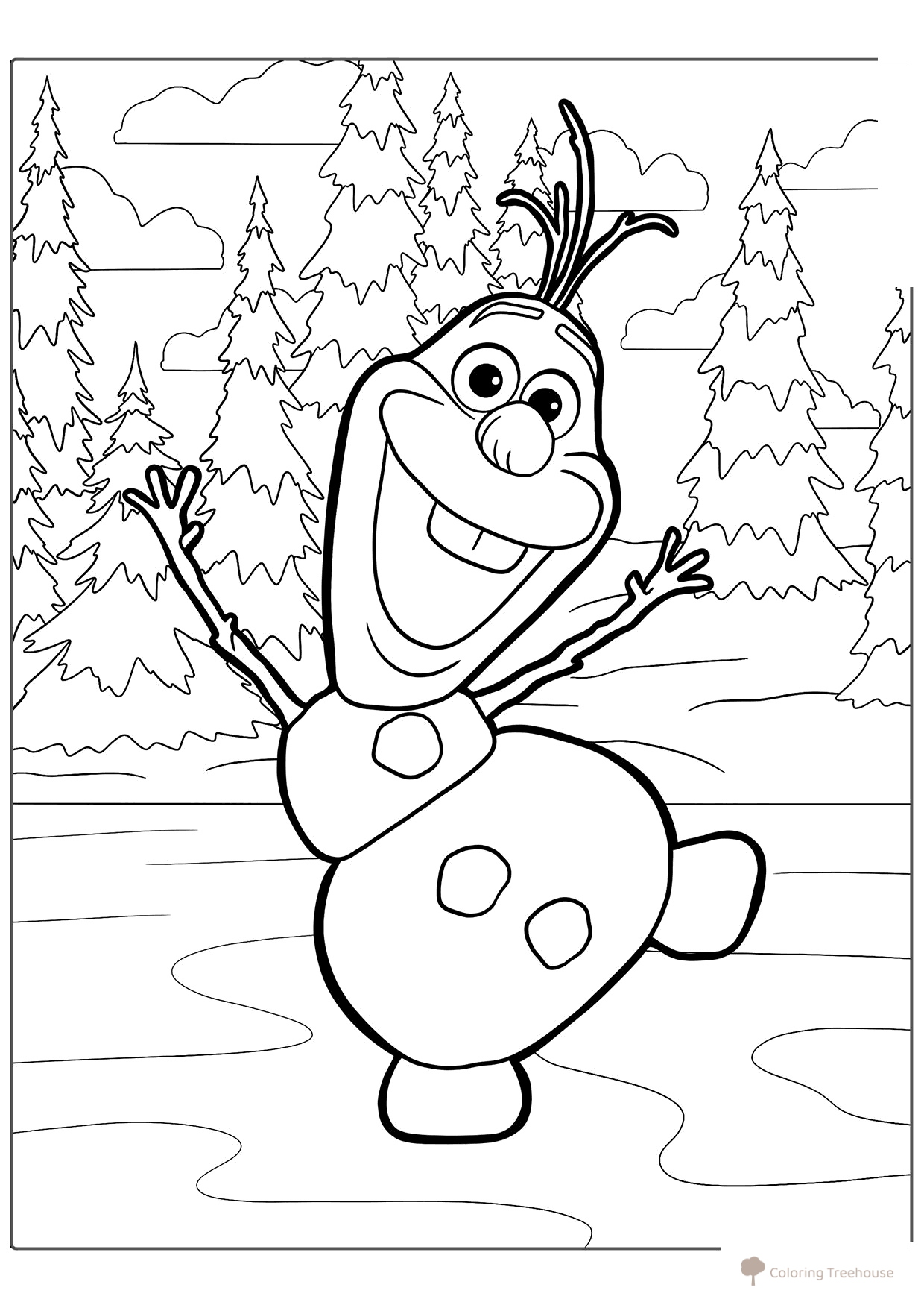 Página para colorear: Olaf el muñeco de nieve de Frozen dibujo para colorear gratis de Páginas para colorear de 'Frozen'