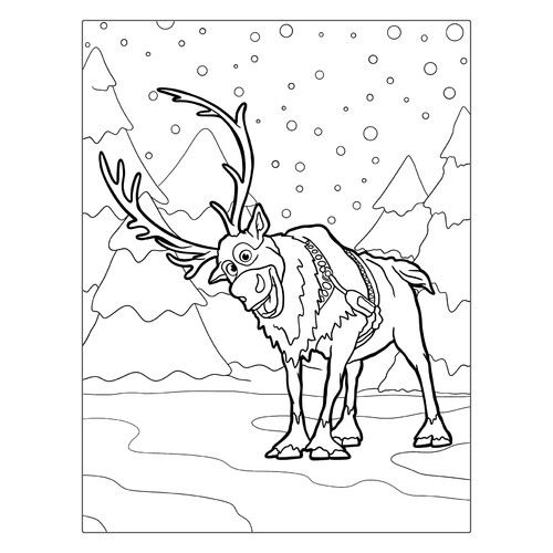 Sven the Reindeer Coloring Page from Frozen free printable Frozen Coloring Pages coloring page