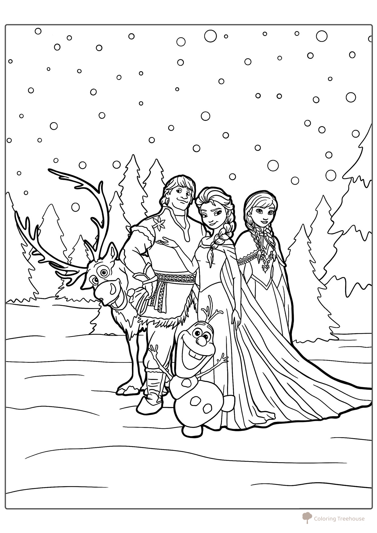 Frozen Characters Coloring Page free printable Frozen Coloring Pages coloring page