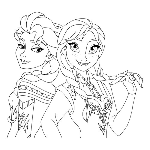 Anna and Elsa Coloring Page — Princesses of Arendelle free printable Frozen Coloring Pages coloring page
