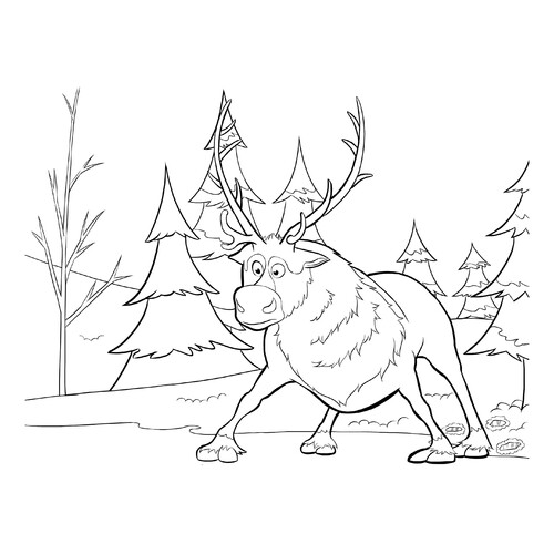 Sven on Ice Coloring Page free printable Frozen Coloring Pages coloring page